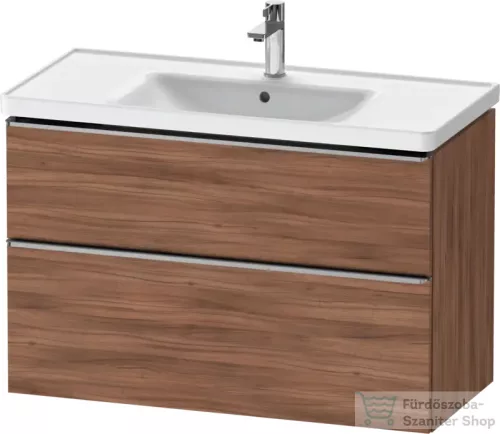 Duravit D-NEO 98,4x45,2 cm-es, 2 fiókos alsószekrény rozsdamentes acél színű fogantyúval 236710 mosdóhoz, matt dió DE4356070790000