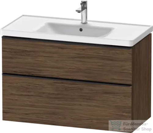 Duravit D-NEO 98,4x45,2 cm-es, 2 fiókos alsószekrény fekete fogantyúval 236710 mosdóhoz, matt sötét dió DE43560BD210000