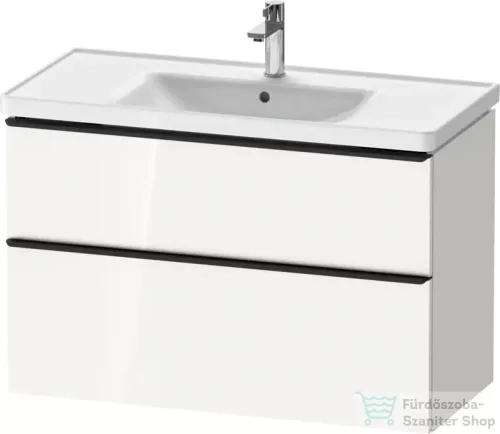 Duravit D-NEO 98,4x45,2 cm-es, 2 fiókos alsószekrény fekete fogantyúval 236710 mosdóhoz, fényes fehér DE43560BD220000