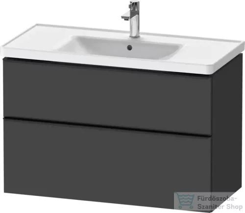 Duravit D-NEO 98,4x45,2 cm-es, 2 fiókos alsószekrény fekete fogantyúval 236710 mosdóhoz, matt grafit DE43560BD490000