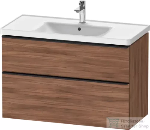 Duravit D-NEO 98,4x45,2 cm-es, 2 fiókos alsószekrény fekete fogantyúval 236710 mosdóhoz, matt dió DE43560BD790000
