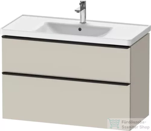 Duravit D-NEO 98,4x45,2 cm-es, 2 fiókos alsószekrény fekete fogantyúval 236710 mosdóhoz, matt taupe DE43560BD910000
