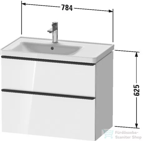 Duravit D-NEO 784x452 mm-es 2 fiókos függesztett szekrény 236980XXX mosdóhoz,White High Gloss Decor DE435702222