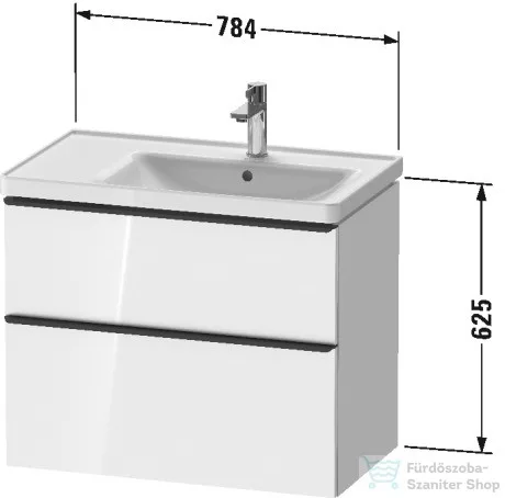 Duravit D-NEO 784x452 mm-es 2 fiókos függesztett szekrény 237080XXX mosdóhoz,White High Gloss Decor DE435802222