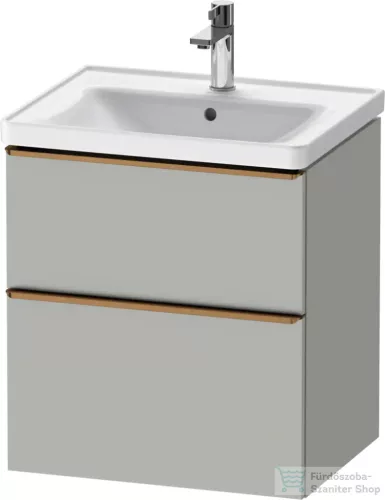 Duravit D-NEO 58,4x45,2 cm-es, 2 fiókos alsószekrény szálcsiszolt bronz fogantyúval 236760, vagy 241260 mosdóhoz, matt betonszürke DE4359004070000