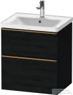 Duravit D-NEO 58,4x45,2 cm-es, 2 fiókos alsószekrény szálcsiszolt bronz fogantyúval 236760, vagy 241260 mosdóhoz, matt fekete tölgy DE4359004160000