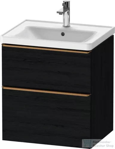 Duravit D-NEO 58,4x45,2 cm-es, 2 fiókos alsószekrény szálcsiszolt bronz fogantyúval 236760, vagy 241260 mosdóhoz, matt fekete tölgy DE4359004160000