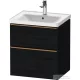 Duravit D-NEO 58,4x45,2 cm-es, 2 fiókos alsószekrény szálcsiszolt bronz fogantyúval 236760, vagy 241260 mosdóhoz, matt fekete tölgy DE4359004160000