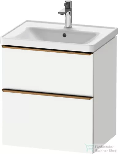Duravit D-NEO 58,4x45,2 cm-es, 2 fiókos alsószekrény szálcsiszolt bronz fogantyúval 236760, vagy 241260 mosdóhoz, matt fehér DE4359004180000