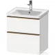 Duravit D-NEO 58,4x45,2 cm-es, 2 fiókos alsószekrény szálcsiszolt bronz fogantyúval 236760, vagy 241260 mosdóhoz, matt fehér DE4359004180000