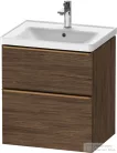 Duravit D-NEO 58,4x45,2 cm-es, 2 fiókos alsószekrény szálcsiszolt bronz fogantyúval 236760, vagy 241260 mosdóhoz, matt sötét dió DE4359004210000