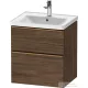 Duravit D-NEO 58,4x45,2 cm-es, 2 fiókos alsószekrény szálcsiszolt bronz fogantyúval 236760, vagy 241260 mosdóhoz, matt sötét dió DE4359004210000