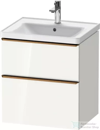 Duravit D-NEO 58,4x45,2 cm-es, 2 fiókos alsószekrény szálcsiszolt bronz fogantyúval 236760, vagy 241260 mosdóhoz, fényes fehér DE4359004220000