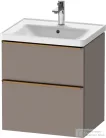 Duravit D-NEO 58,4x45,2 cm-es, 2 fiókos alsószekrény szálcsiszolt bronz fogantyúval 236760, vagy 241260 mosdóhoz, matt bazalt DE4359004430000