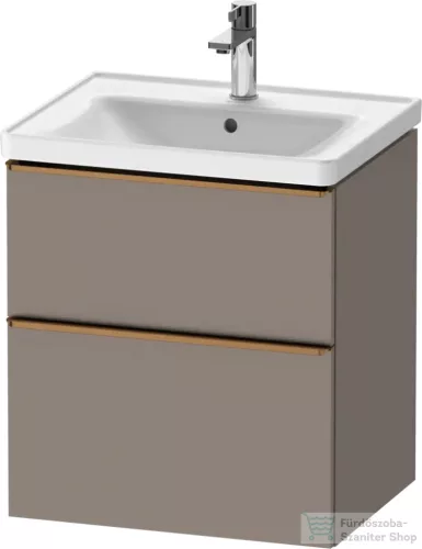 Duravit D-NEO 58,4x45,2 cm-es, 2 fiókos alsószekrény szálcsiszolt bronz fogantyúval 236760, vagy 241260 mosdóhoz, matt bazalt DE4359004430000