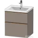 Duravit D-NEO 58,4x45,2 cm-es, 2 fiókos alsószekrény szálcsiszolt bronz fogantyúval 236760, vagy 241260 mosdóhoz, matt bazalt DE4359004430000