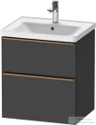 Duravit D-NEO 58,4x45,2 cm-es, 2 fiókos alsószekrény szálcsiszolt bronz fogantyúval 236760, vagy 241260 mosdóhoz, matt grafit DE4359004490000