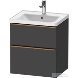   Duravit D-NEO 58,4x45,2 cm-es, 2 fiókos alsószekrény szálcsiszolt bronz fogantyúval 236760, vagy 241260 mosdóhoz, matt grafit DE4359004490000