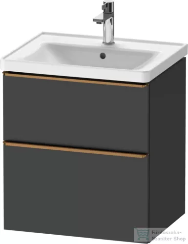 Duravit D-NEO 58,4x45,2 cm-es, 2 fiókos alsószekrény szálcsiszolt bronz fogantyúval 236760, vagy 241260 mosdóhoz, matt grafit DE4359004490000
