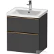 Duravit D-NEO 58,4x45,2 cm-es, 2 fiókos alsószekrény szálcsiszolt bronz fogantyúval 236760, vagy 241260 mosdóhoz, matt grafit DE4359004490000