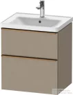 Duravit D-NEO 58,4x45,2 cm-es, 2 fiókos alsószekrény szálcsiszolt bronz fogantyúval 236760, vagy 241260 mosdóhoz, matt len DE4359004750000