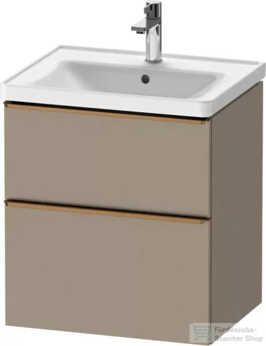 Duravit D-NEO 58,4x45,2 cm-es, 2 fiókos alsószekrény szálcsiszolt bronz fogantyúval 236760, vagy 241260 mosdóhoz, matt len DE4359004750000