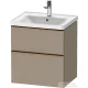 Duravit D-NEO 58,4x45,2 cm-es, 2 fiókos alsószekrény szálcsiszolt bronz fogantyúval 236760, vagy 241260 mosdóhoz, matt len DE4359004750000