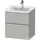 Duravit D-NEO 58,4x45,2 cm-es, 2 fiókos alsószekrény króm fogantyúval 236760, vagy 241260 mosdóhoz, matt betonszürke DE4359010070000