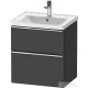 Duravit D-NEO 58,4x45,2 cm-es, 2 fiókos alsószekrény króm fogantyúval 236760, vagy 241260 mosdóhoz, matt grafit DE4359010490000