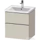 Duravit D-NEO 58,4x45,2 cm-es, 2 fiókos alsószekrény króm fogantyúval 236760, vagy 241260 mosdóhoz, matt taupe DE4359010910000