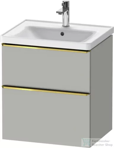 Duravit D-NEO 58,4x45,2 cm-es, 2 fiókos alsószekrény polírozott arany színű fogantyúval 236760, vagy 241260 mosdóhoz, matt betonszürke DE4359034070000