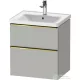Duravit D-NEO 58,4x45,2 cm-es, 2 fiókos alsószekrény polírozott arany színű fogantyúval 236760, vagy 241260 mosdóhoz, matt betonszürke DE4359034070000