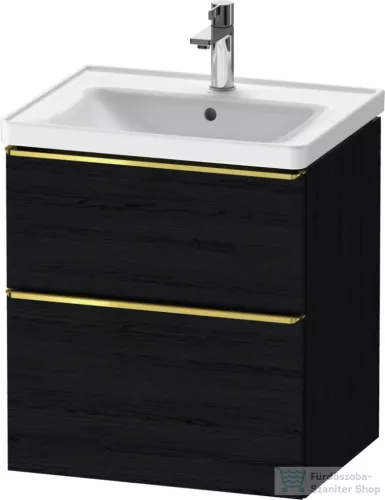 Duravit D-NEO 58,4x45,2 cm-es, 2 fiókos alsószekrény polírozott arany színű fogantyúval 236760, vagy 241260 mosdóhoz, matt fekete tölgy DE4359034160000