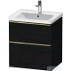 Duravit D-NEO 58,4x45,2 cm-es, 2 fiókos alsószekrény polírozott arany színű fogantyúval 236760, vagy 241260 mosdóhoz, matt fekete tölgy DE4359034160000