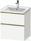 Duravit D-NEO 58,4x45,2 cm-es, 2 fiókos alsószekrény polírozott arany színű fogantyúval 236760, vagy 241260 mosdóhoz, matt fehér DE4359034180000