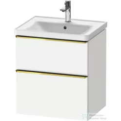   Duravit D-NEO 58,4x45,2 cm-es, 2 fiókos alsószekrény polírozott arany színű fogantyúval 236760, vagy 241260 mosdóhoz, matt fehér DE4359034180000