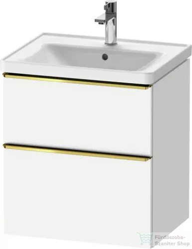 Duravit D-NEO 58,4x45,2 cm-es, 2 fiókos alsószekrény polírozott arany színű fogantyúval 236760, vagy 241260 mosdóhoz, matt fehér DE4359034180000