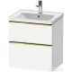 Duravit D-NEO 58,4x45,2 cm-es, 2 fiókos alsószekrény polírozott arany színű fogantyúval 236760, vagy 241260 mosdóhoz, matt fehér DE4359034180000