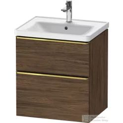   Duravit D-NEO 58,4x45,2 cm-es, 2 fiókos alsószekrény polírozott arany színű fogantyúval 236760, vagy 241260 mosdóhoz, matt sötét dió DE4359034210000