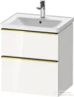 Duravit D-NEO 58,4x45,2 cm-es, 2 fiókos alsószekrény polírozott arany színű fogantyúval 236760, vagy 241260 mosdóhoz, fényes fehér DE4359034220000