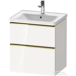   Duravit D-NEO 58,4x45,2 cm-es, 2 fiókos alsószekrény polírozott arany színű fogantyúval 236760, vagy 241260 mosdóhoz, fényes fehér DE4359034220000