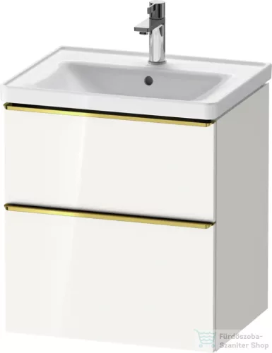 Duravit D-NEO 58,4x45,2 cm-es, 2 fiókos alsószekrény polírozott arany színű fogantyúval 236760, vagy 241260 mosdóhoz, fényes fehér DE4359034220000