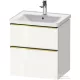 Duravit D-NEO 58,4x45,2 cm-es, 2 fiókos alsószekrény polírozott arany színű fogantyúval 236760, vagy 241260 mosdóhoz, fényes fehér DE4359034220000
