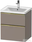 Duravit D-NEO 58,4x45,2 cm-es, 2 fiókos alsószekrény polírozott arany színű fogantyúval 236760, vagy 241260 mosdóhoz, matt bazalt DE4359034430000