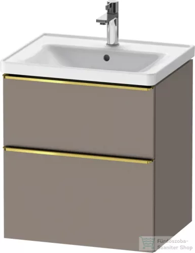 Duravit D-NEO 58,4x45,2 cm-es, 2 fiókos alsószekrény polírozott arany színű fogantyúval 236760, vagy 241260 mosdóhoz, matt bazalt DE4359034430000