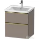 Duravit D-NEO 58,4x45,2 cm-es, 2 fiókos alsószekrény polírozott arany színű fogantyúval 236760, vagy 241260 mosdóhoz, matt bazalt DE4359034430000