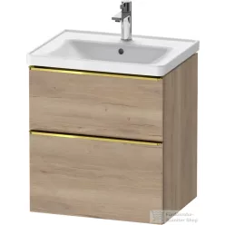   Duravit D-NEO 58,4x45,2 cm-es, 2 fiókos alsószekrény polírozott arany színű fogantyúval 236760, vagy 241260 mosdóhoz, márványos tölgy DE4359034550000