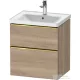 Duravit D-NEO 58,4x45,2 cm-es, 2 fiókos alsószekrény polírozott arany színű fogantyúval 236760, vagy 241260 mosdóhoz, márványos tölgy DE4359034550000