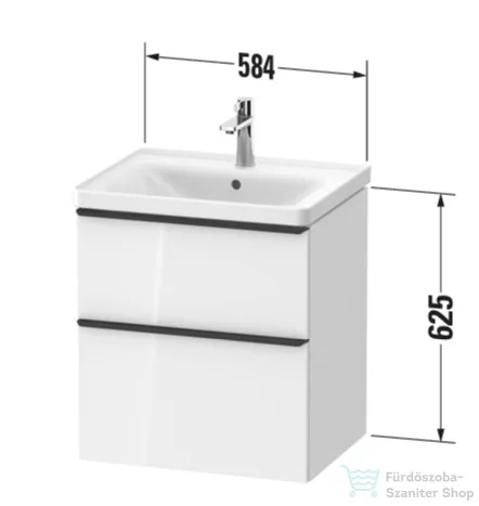 Duravit D-NEO 58,4x45,2 cm-es, 2 fiókos alsószekrény polírozott arany színű fogantyúval 236760, vagy 241260 mosdóhoz, márványos tölgy DE4359034550000