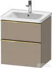 Duravit D-NEO 58,4x45,2 cm-es, 2 fiókos alsószekrény polírozott arany színű fogantyúval 236760, vagy 241260 mosdóhoz, matt len DE4359034750000